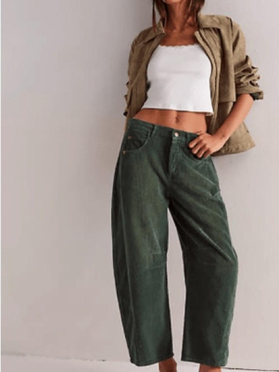 We The Free Pants - We The Free Sage Green Corduroy Button-Fly Pants